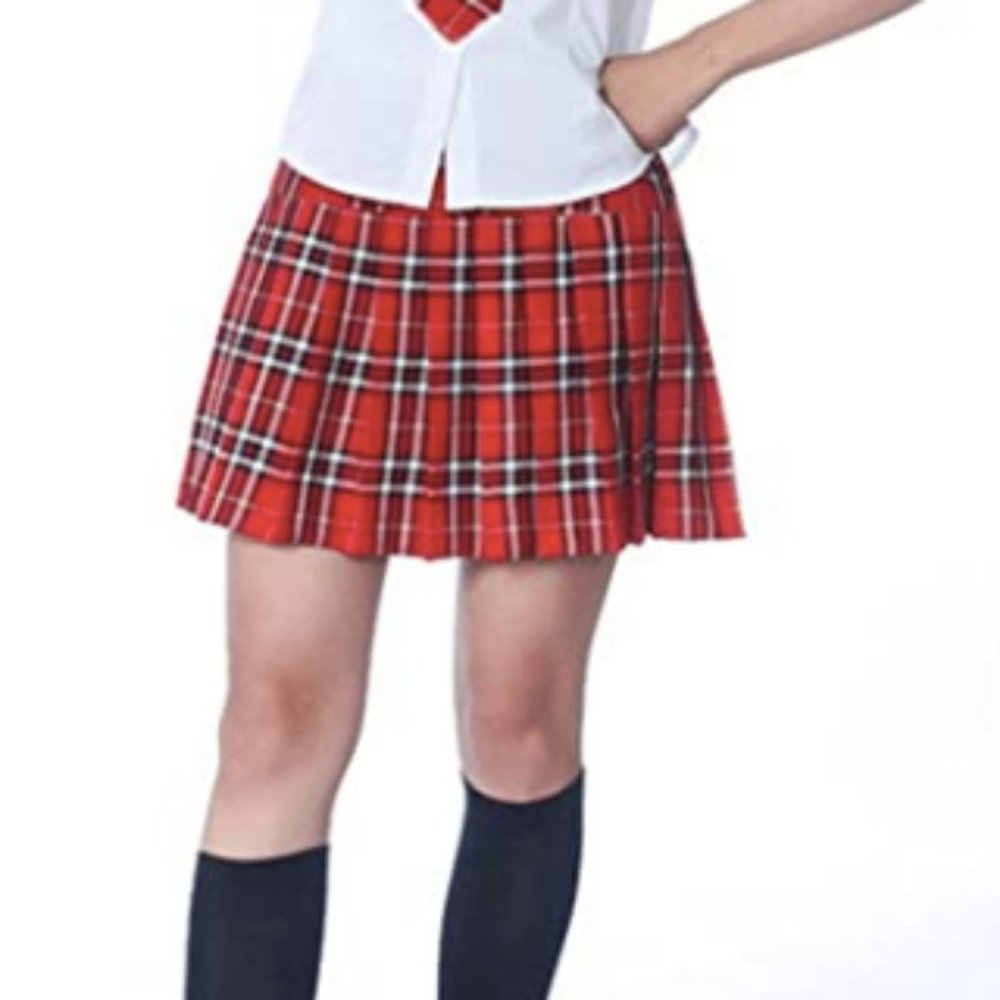 Women`s Short Plaid Pleated Skirt